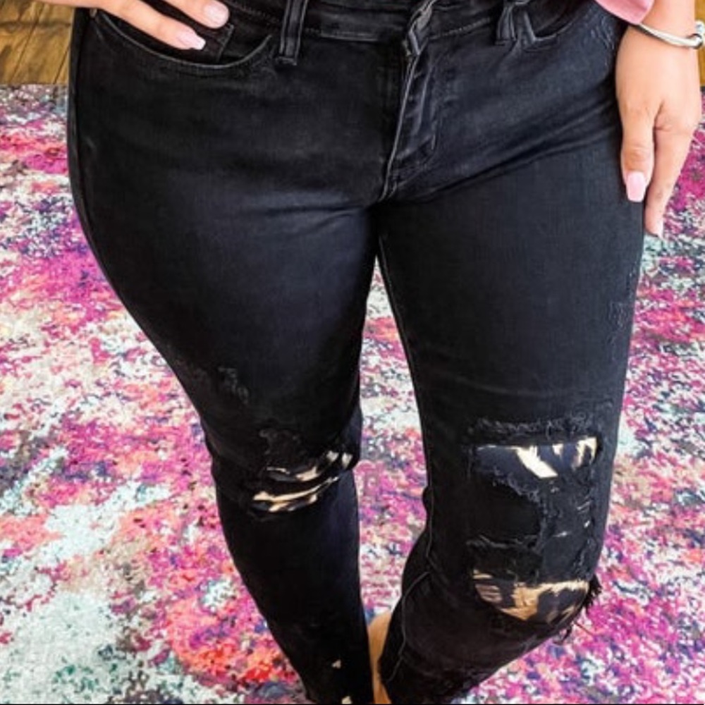Black judy blue leopard jeans